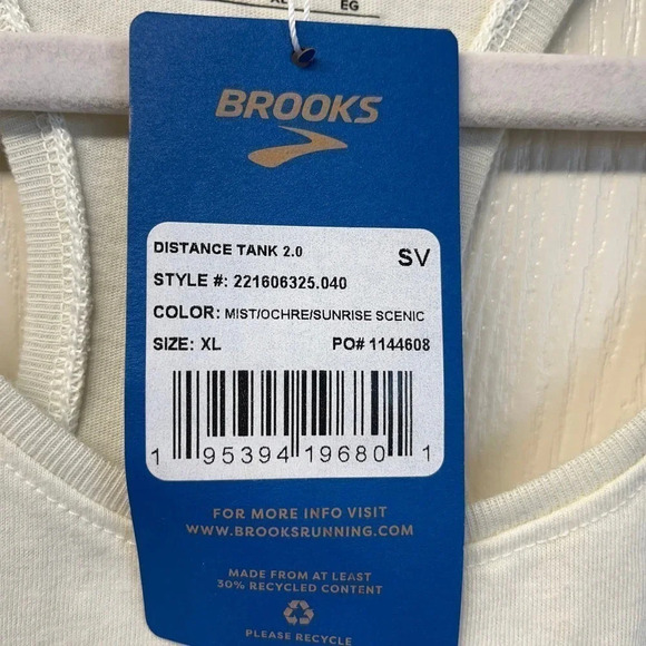 Brooks Womens Size XL Distance Tank 2.0 Mist Ochre Sunrise Scenic NEW - Picture 10 of 12